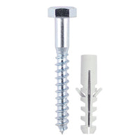 Timco Coach Screw and Nylon Plugs 8 x 100mm Pack of 2 08100CSCNP