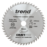 Trend Wood Circular Craft Combination Saw Blade 250mm x 30mm x 48T CSB/25048