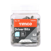 Timco No.2 x 25 S2 Grade Hardened Steel Driver Bits PZ 2CB25GJ