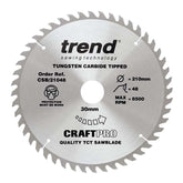 Trend Wood Mitre Craft Crosscut Saw Blade 210mm x 30mm x 48T CSB/CC21048