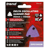 Trend Zirconium Delta Sanding Sheet 10 pc 93mm 40 grit AB/OSC/40Z