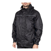 Timco Waterproof Lined Rain Jacket Front zip Adjustable Cuffs Black Large LRJ1001L
