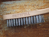 Faithfull Heavy-Duty Scratch Brush Four Row 28 Gauge Wire Bristles  FAI6804F